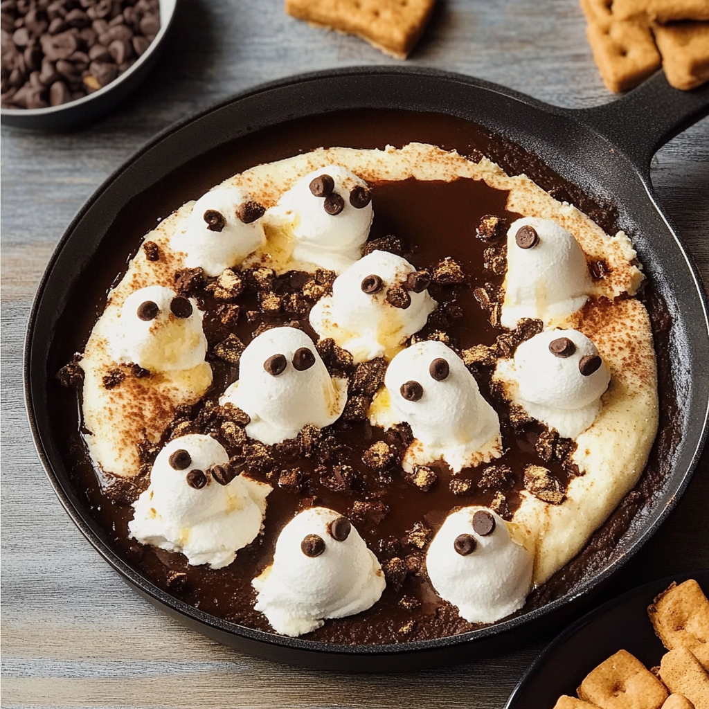 Recipe preparation for Ghost S’mores Dip