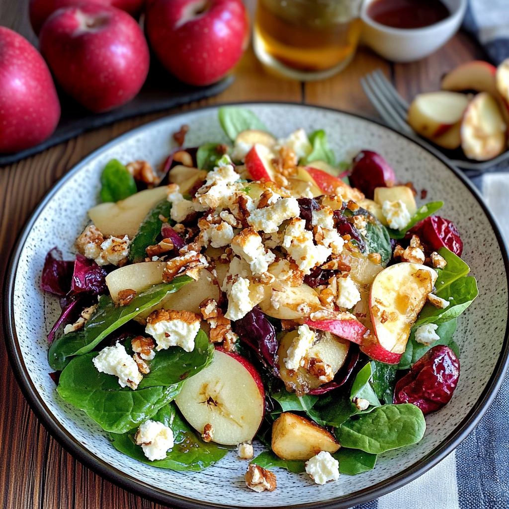 Recipe preparation for Apple Feta Spinach Salad