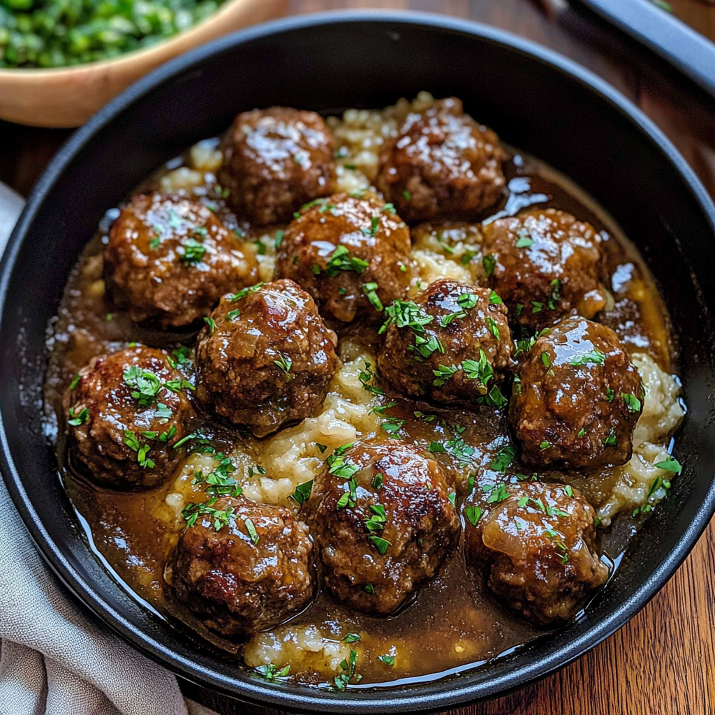 Recipe preparation for Salisbury Beef Steak Meatballs