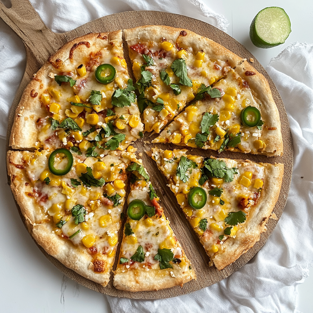 Recipe preparation for Mexican Street Corn Pizza