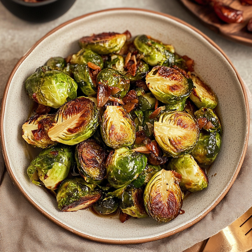 Recipe preparation for roasted brussels sprouts with maple glaze
