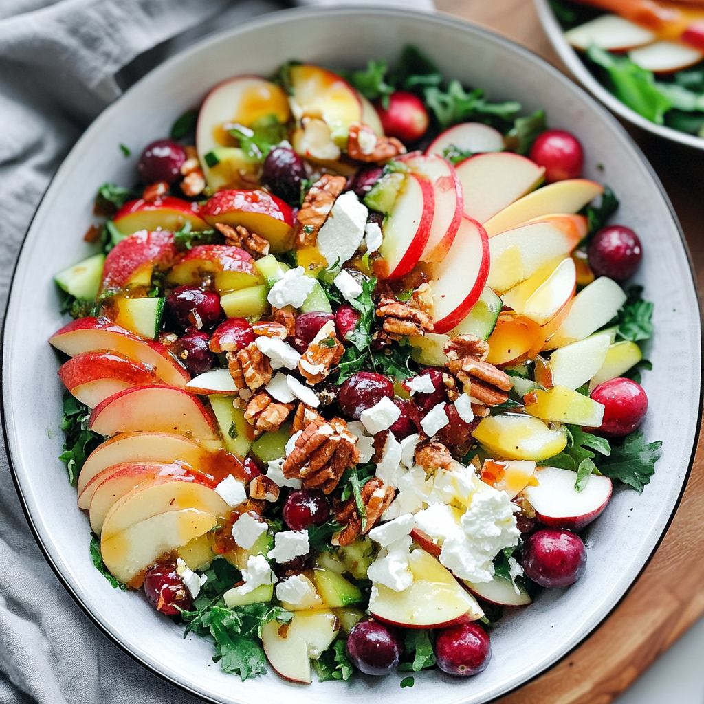 Recipe preparation for harvest salad with apples and cranberries