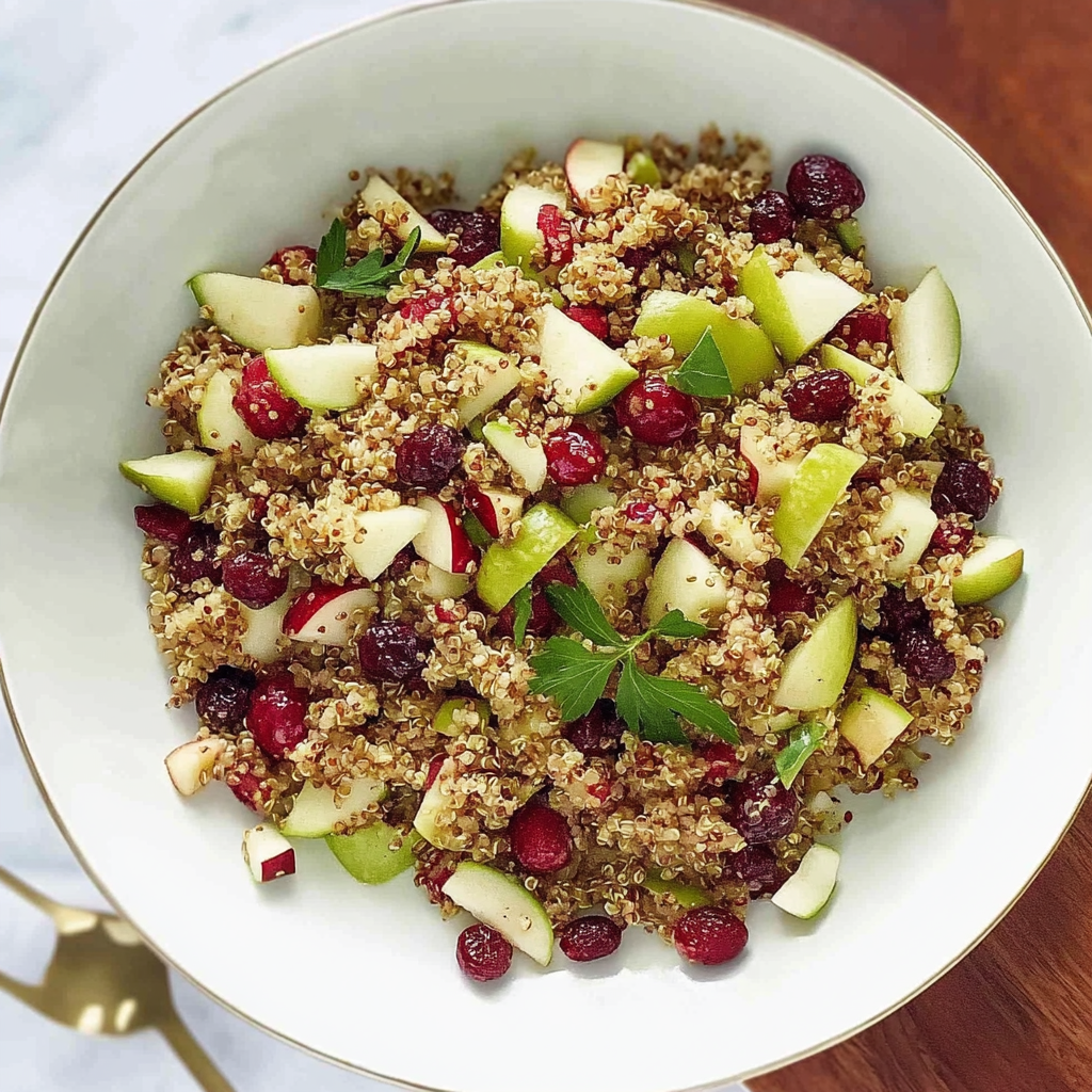 Recipe preparation for Cranberry Apple Quinoa Salad
