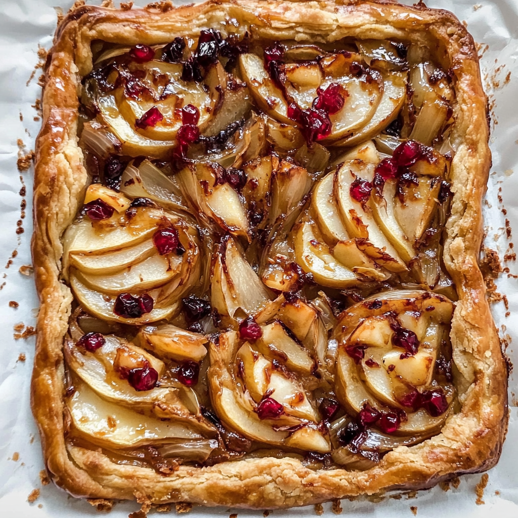 Recipe preparation for caramelized onion and apple tartlets