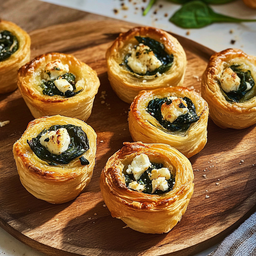 Recipe preparation for spinach and feta puff pastry bites