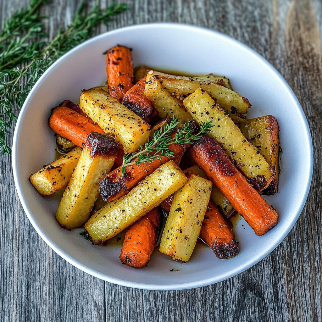 Recipe preparation for maple roasted carrots and parsnips