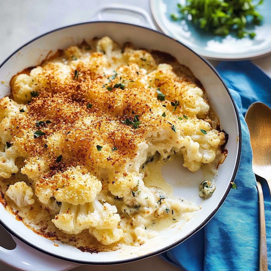 Recipe preparation for cauliflower gratin