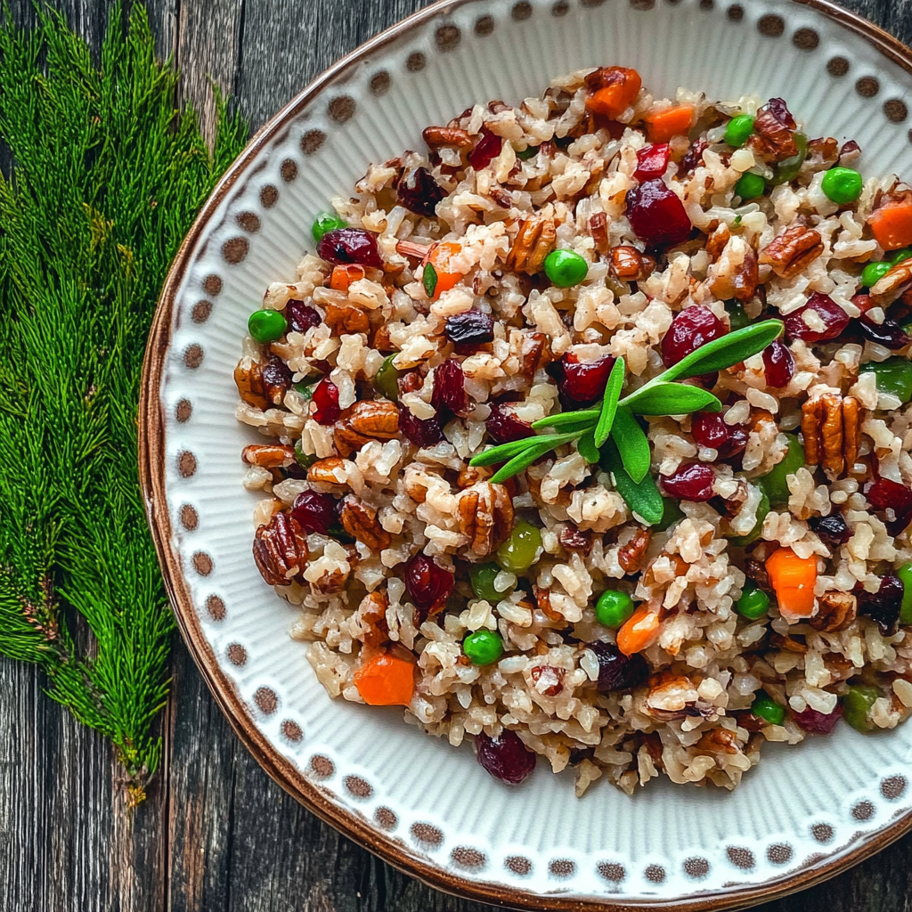Recipe preparation for wild rice pilaf with cranberries and walnuts