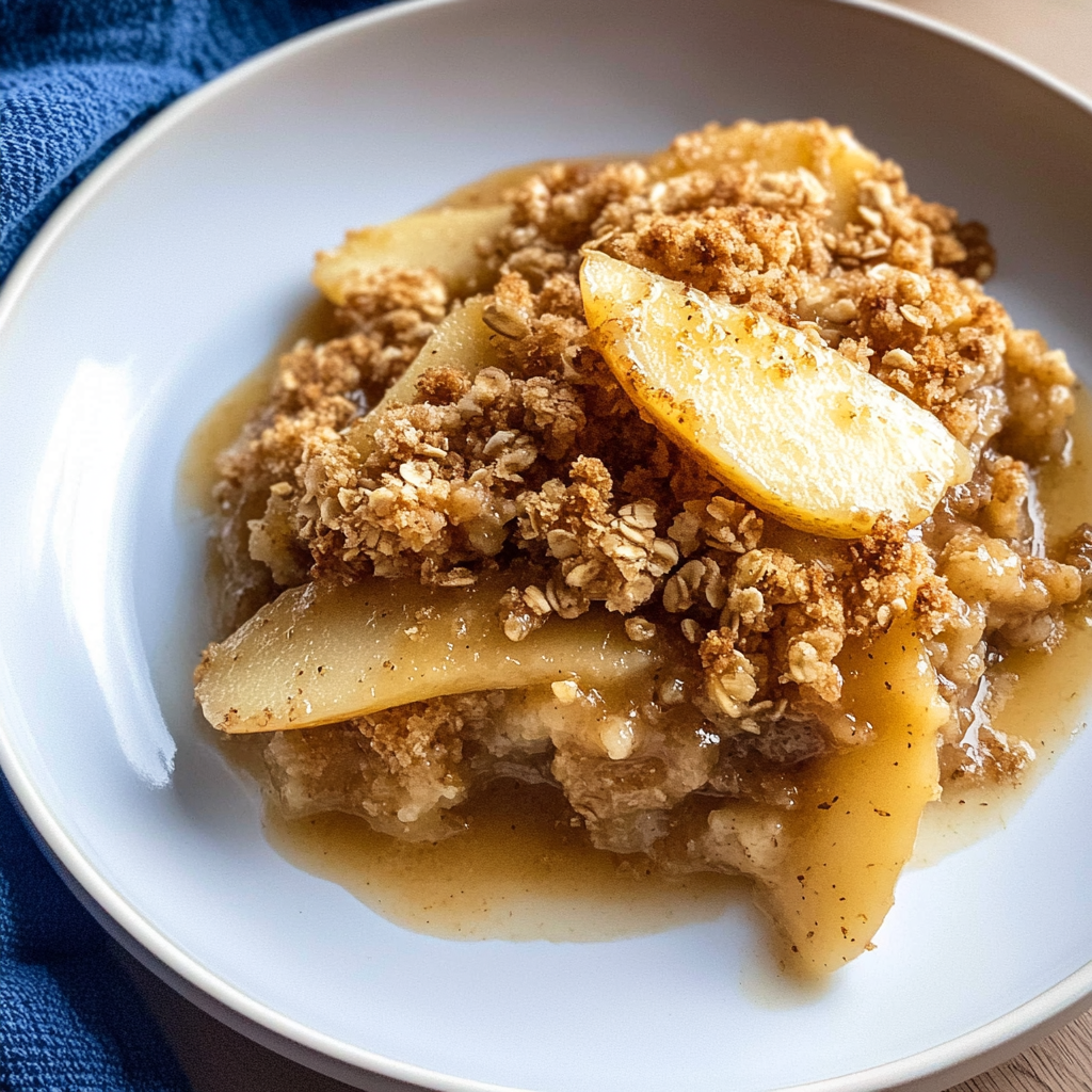 Recipe preparation for apple crisp with oat topping