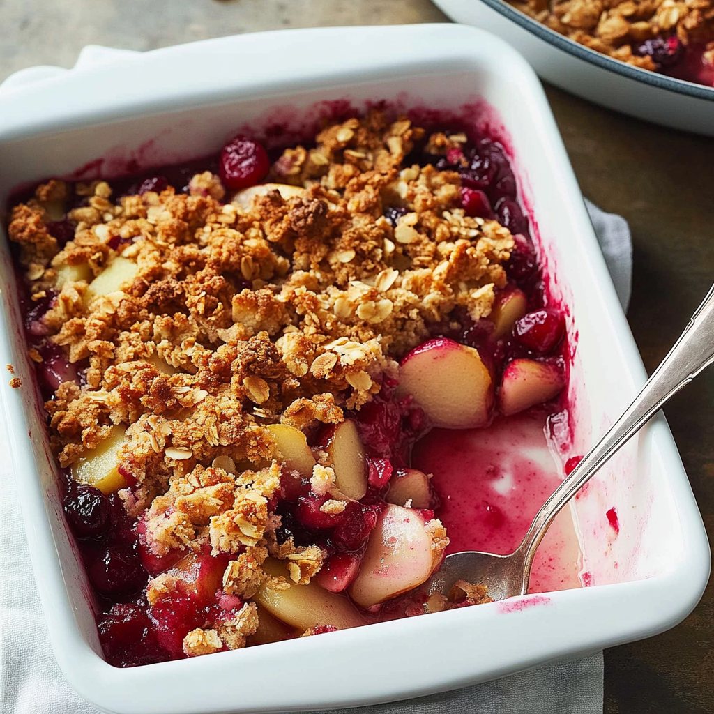 Recipe preparation for pear and cranberry crisp