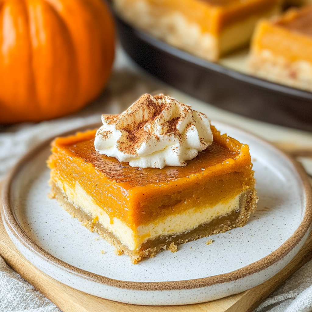 Recipe preparation for Pumpkin pie bars with shortbread crust