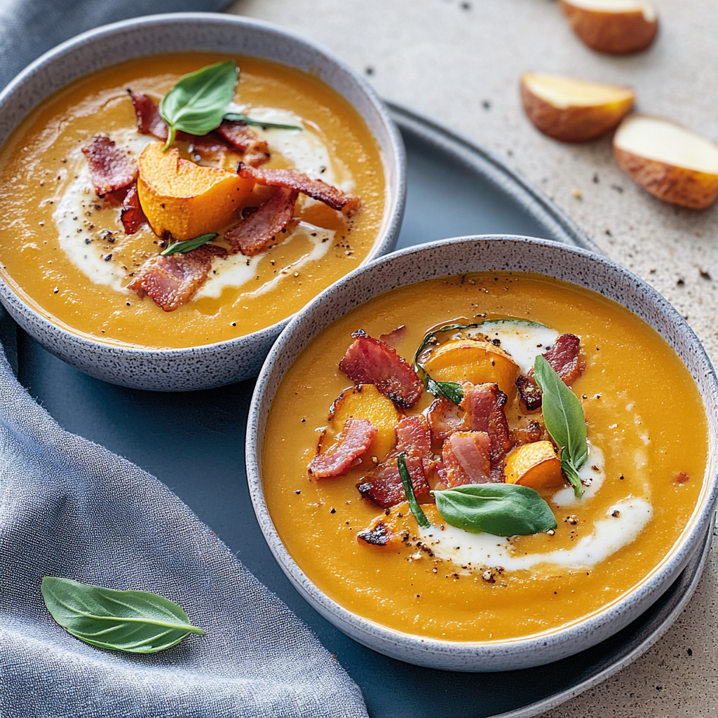 Recipe preparation for maple bacon pumpkin soup