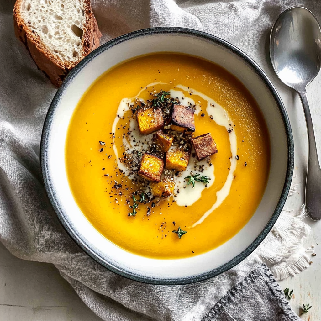 Recipe preparation for Creamy Butternut Squash Soup