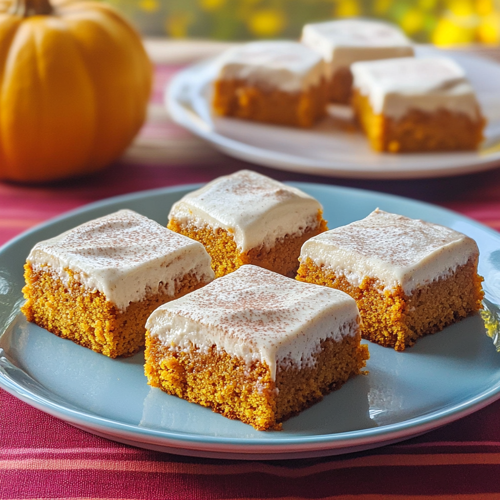 Recipe preparation for Old Fashioned Pumpkin Bars Topped with Cream Cheese Frosting