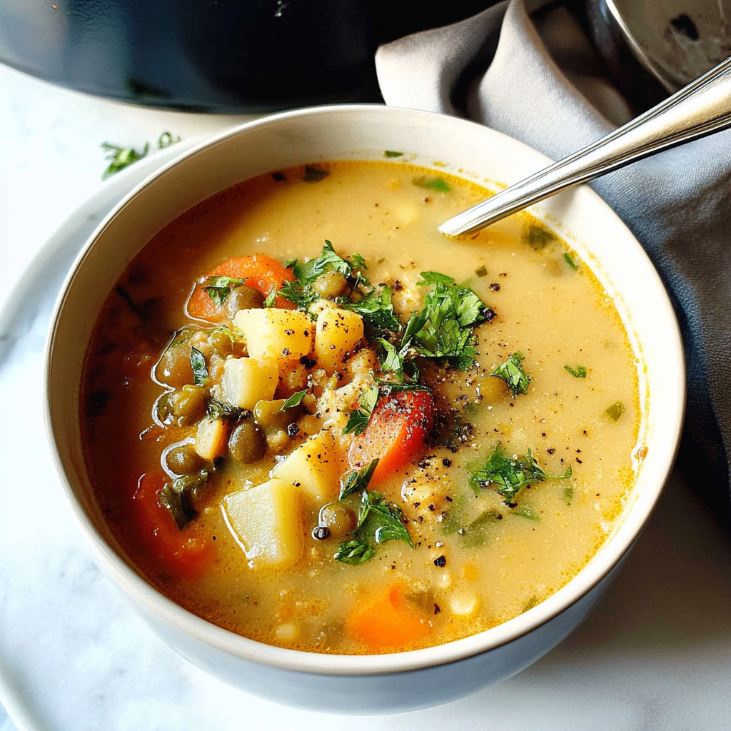 Recipe preparation for lentil potato soup