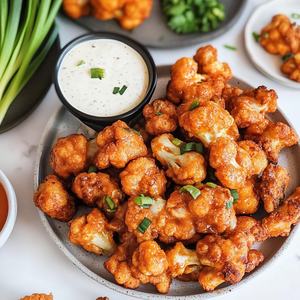 Recipe preparation for Buffalo Cauliflower Wings