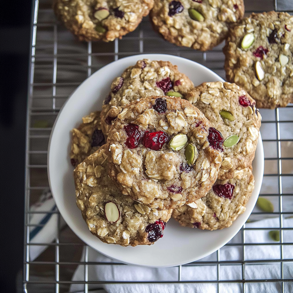 Recipe preparation for Cranberry Pistachio Oatmeal Cookies
