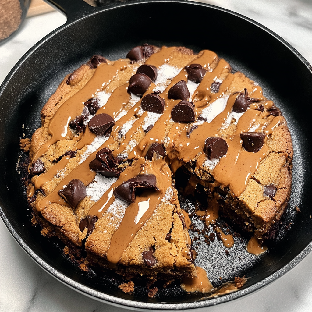 Recipe preparation for Pumpkin Chocolate Chip Skillet Cookie