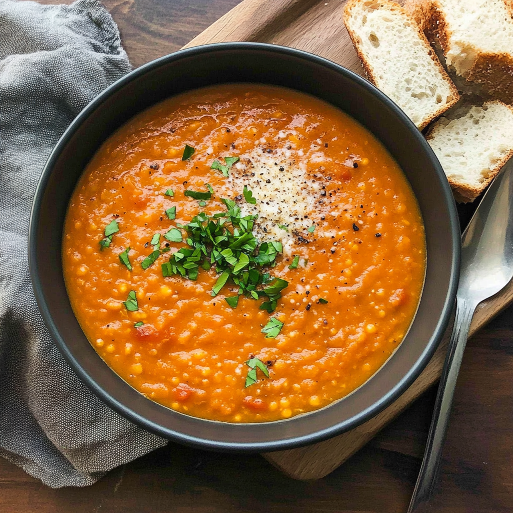 Recipe preparation for Moroccan Carrot Red Lentil Soup