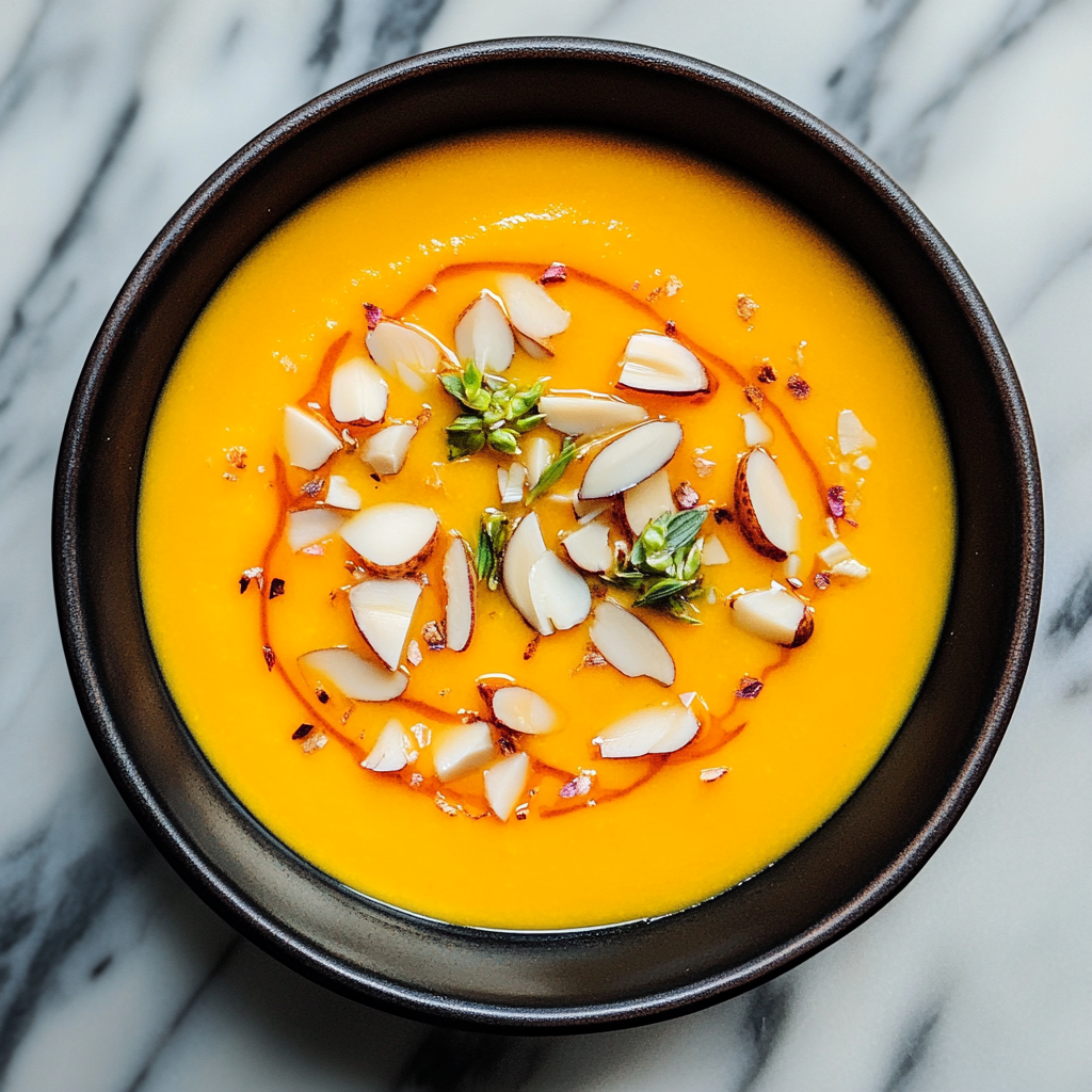 Recipe preparation for Sweet Potato Turmeric Soup with Coconut Milk