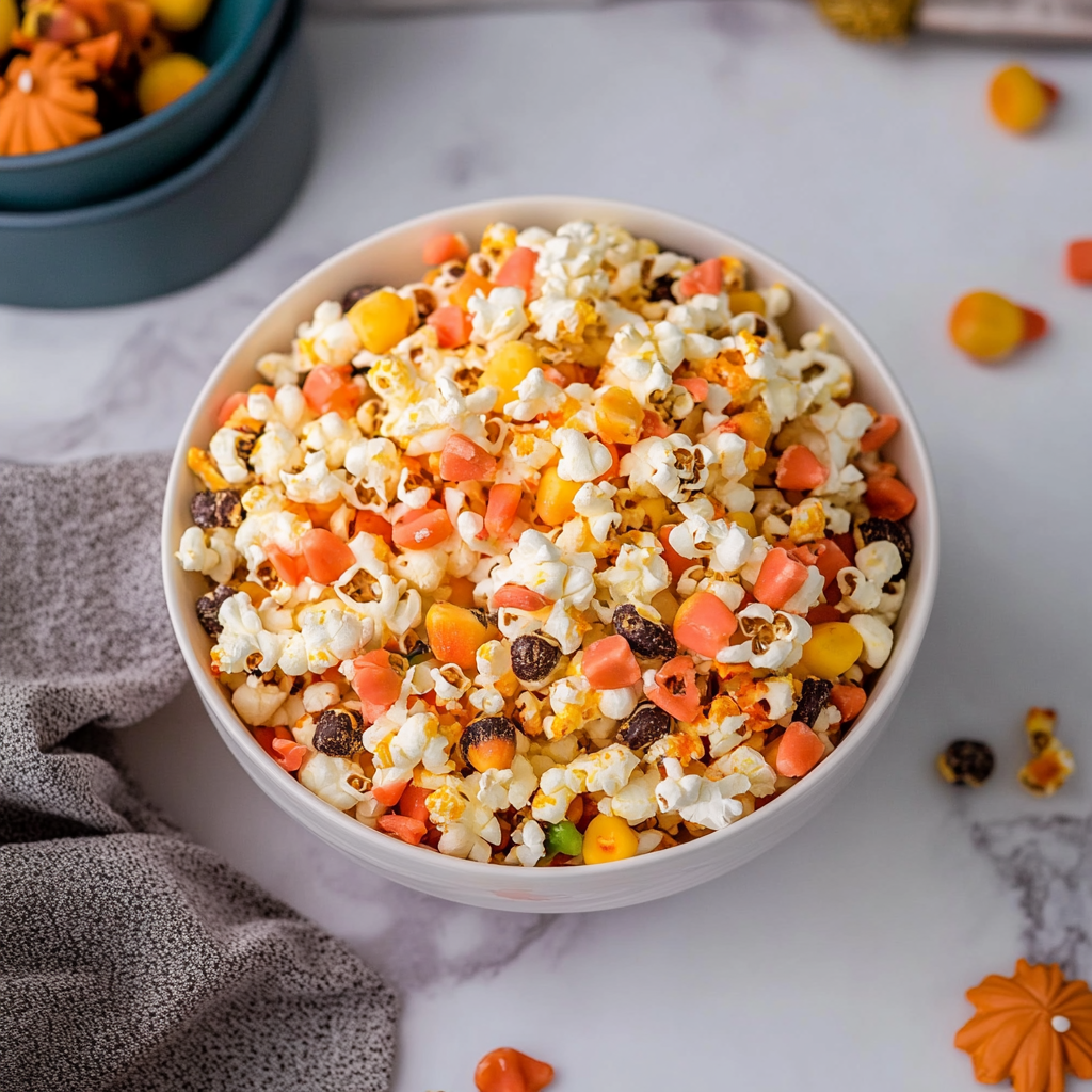 Recipe preparation for Candy Corn Popcorn