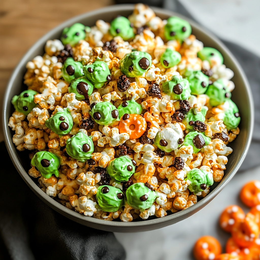 Recipe preparation for Frankenstein Popcorn