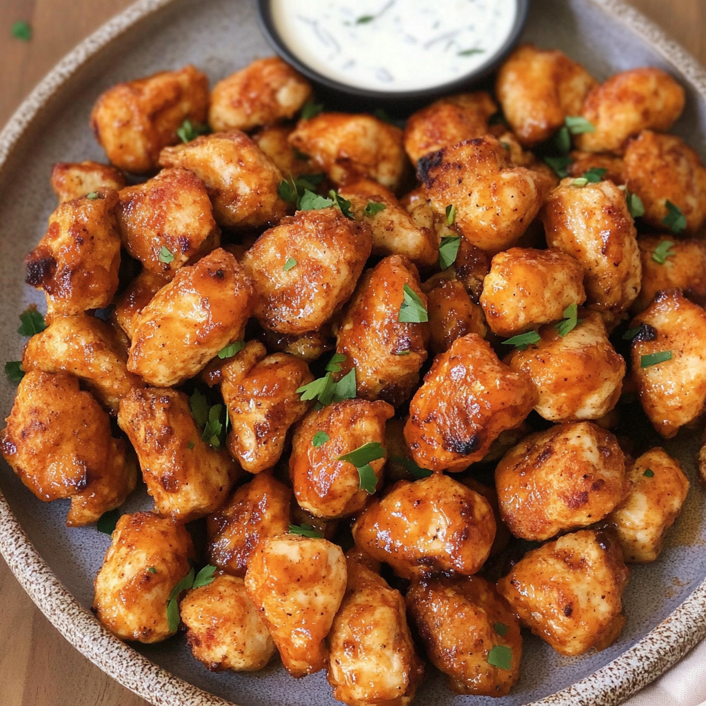 Recipe preparation for Garlic Buffalo Chicken Bites Recipe