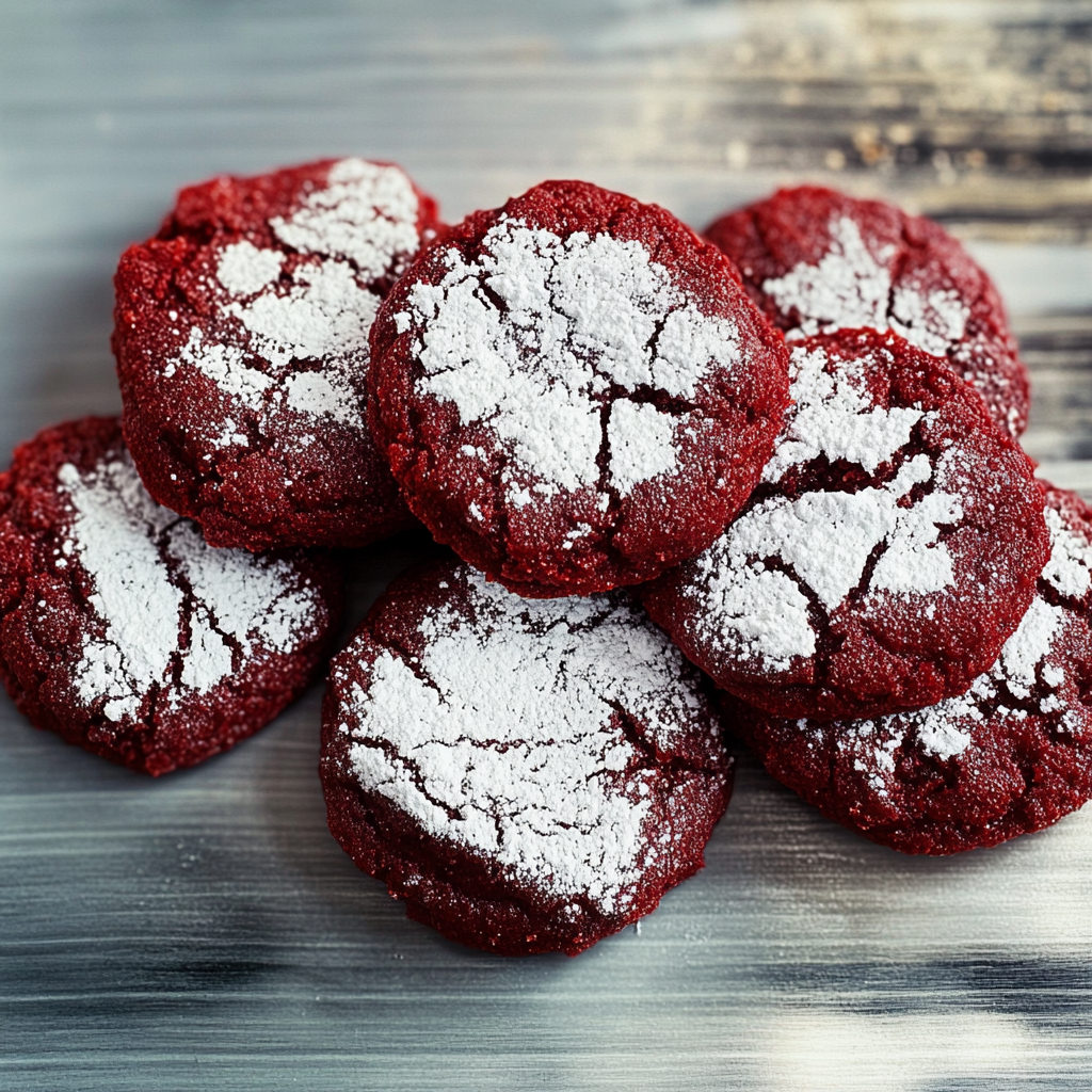Recipe preparation for Red Velvet Crinkle Cookies