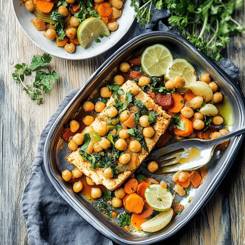 Recipe preparation for Sheet Pan Moroccan Spiced Chickpeas & Root Vegetables