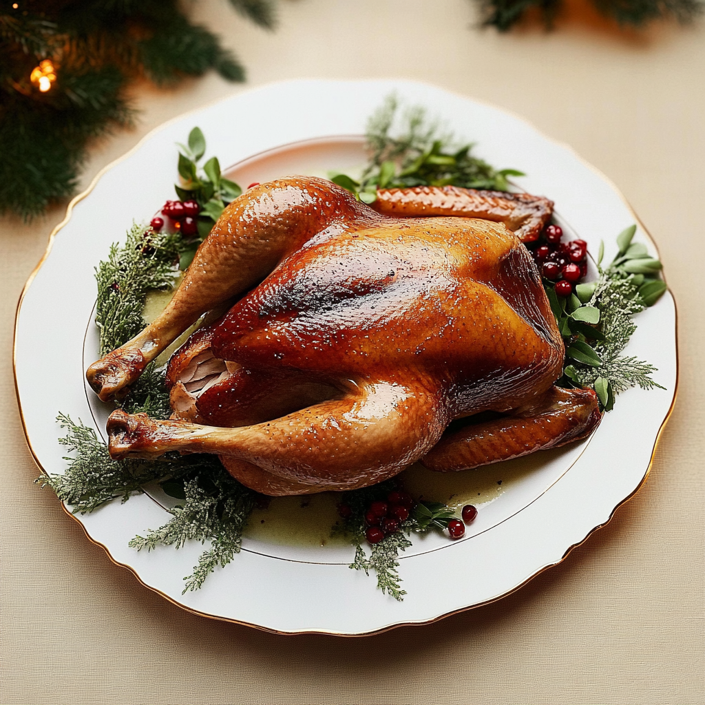 Recipe preparation for Roast Goose with Cranberries