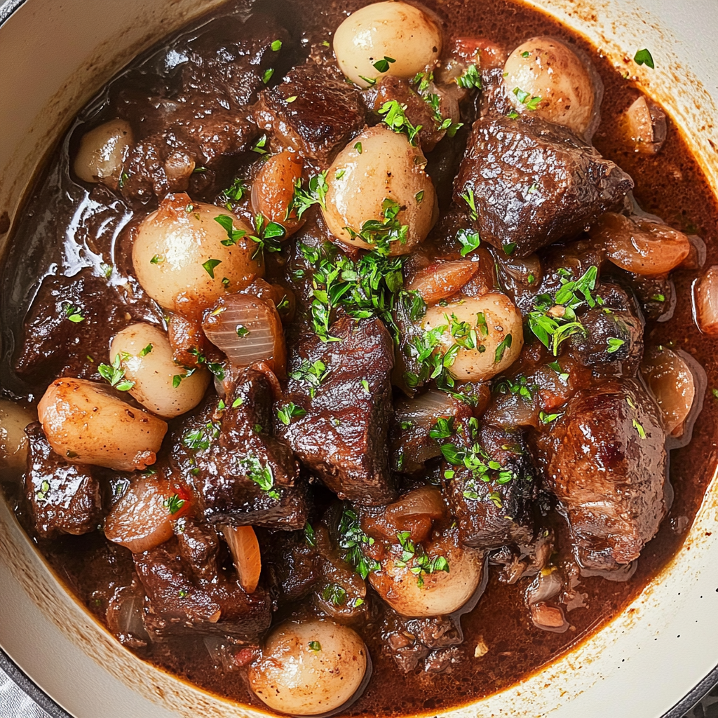 Recipe preparation for Beef Bourguignon
