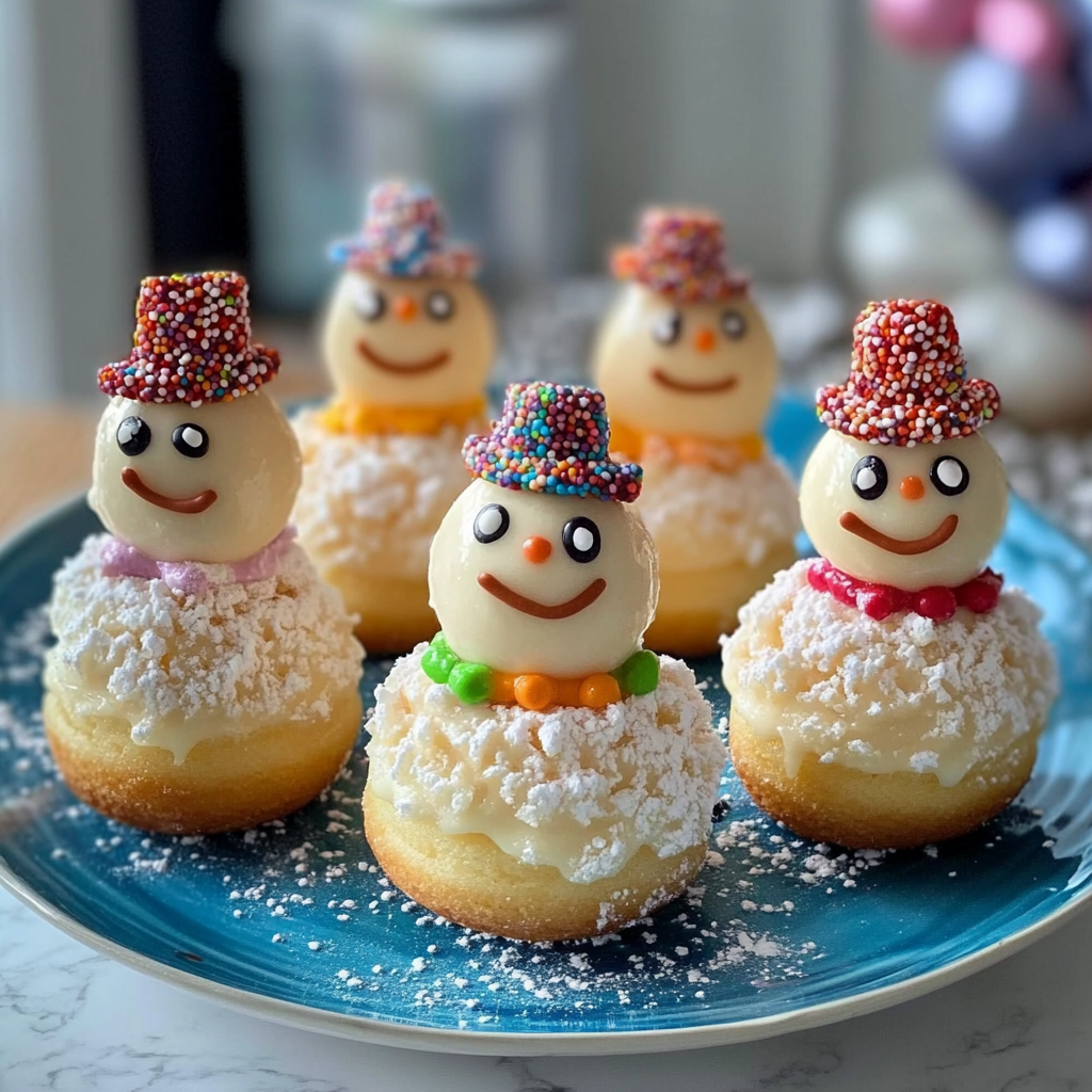 Recipe preparation for Snowman Donut Holes