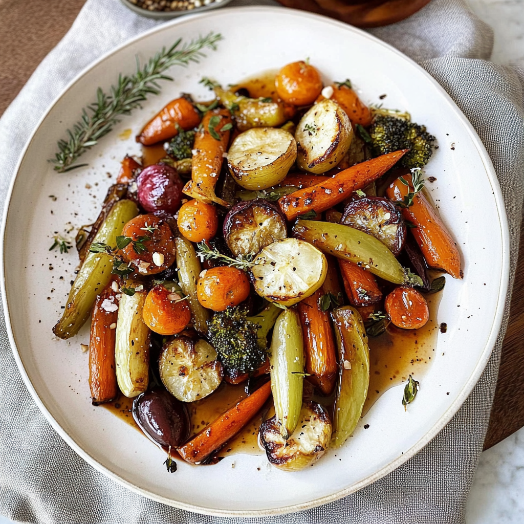 Recipe preparation for Sheet Pan Roast Veggies with Honey Balsamic Glaze