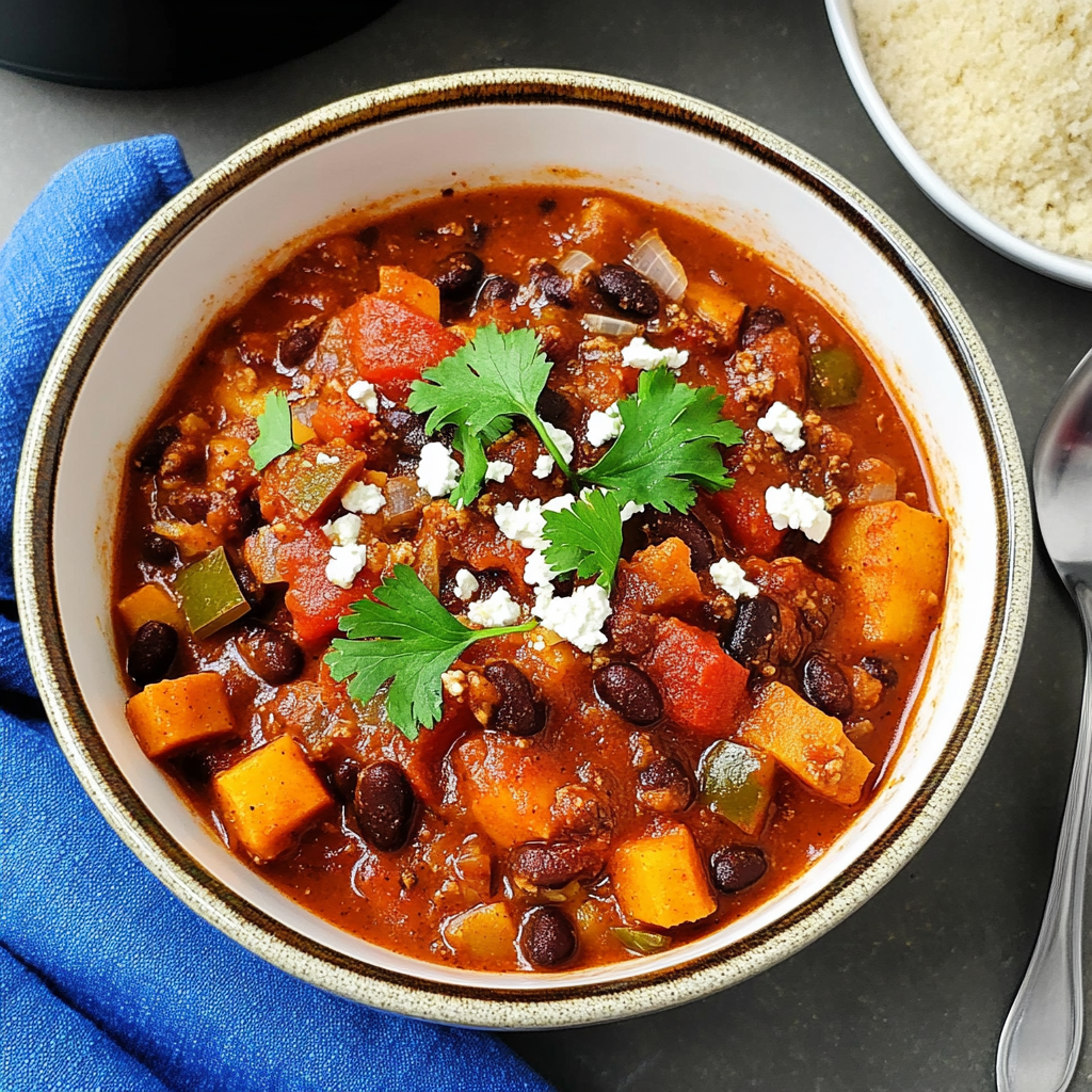 Recipe preparation for Chipotle Sweet Potato Black Bean Chili