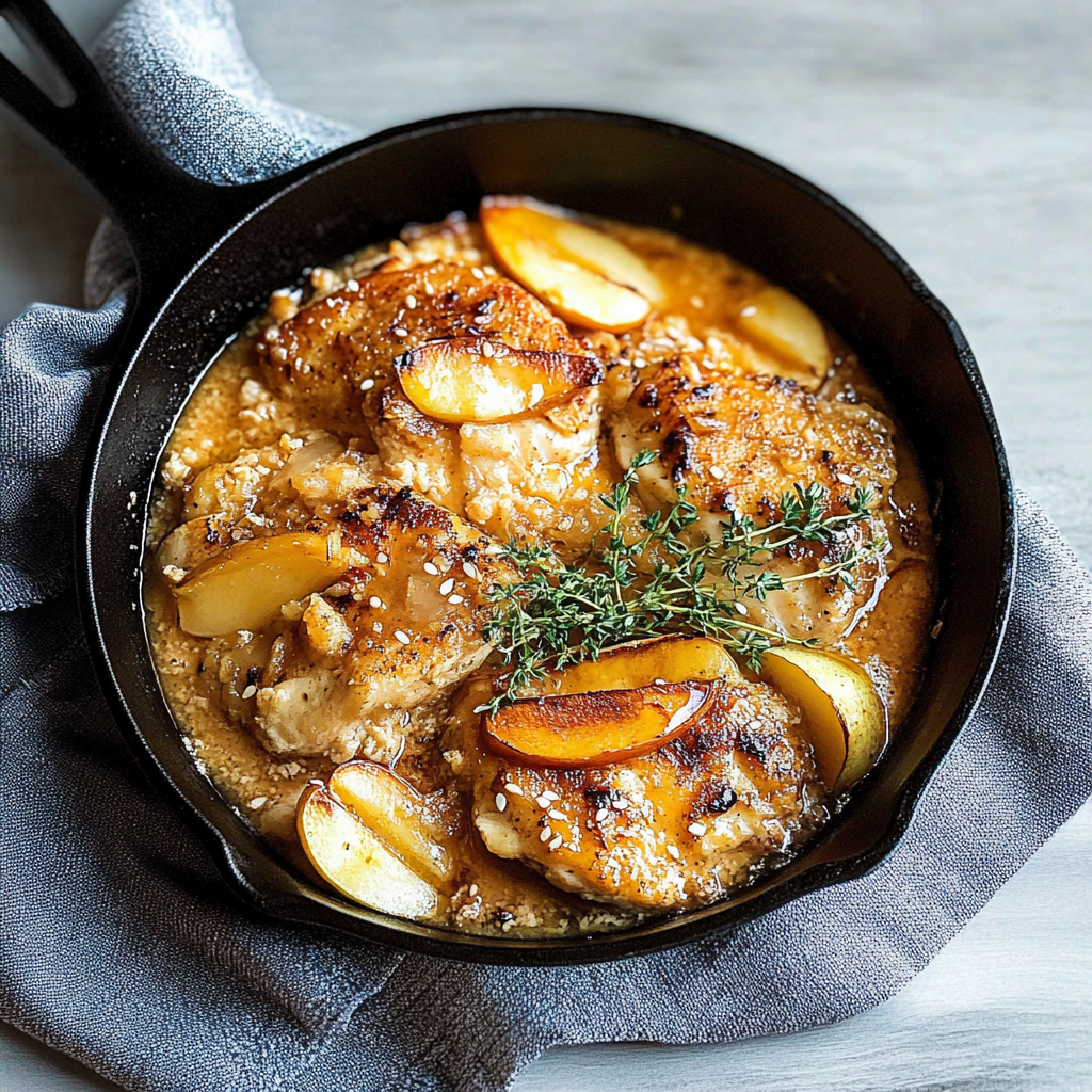 Recipe preparation for 30 minute Apple Cider Glazed Chicken Skillet