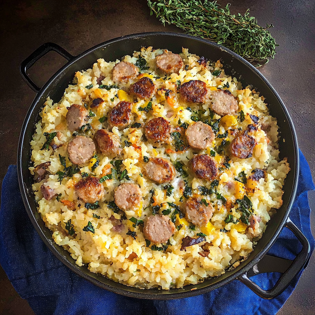 Recipe preparation for Sausage and Rice Casserole
