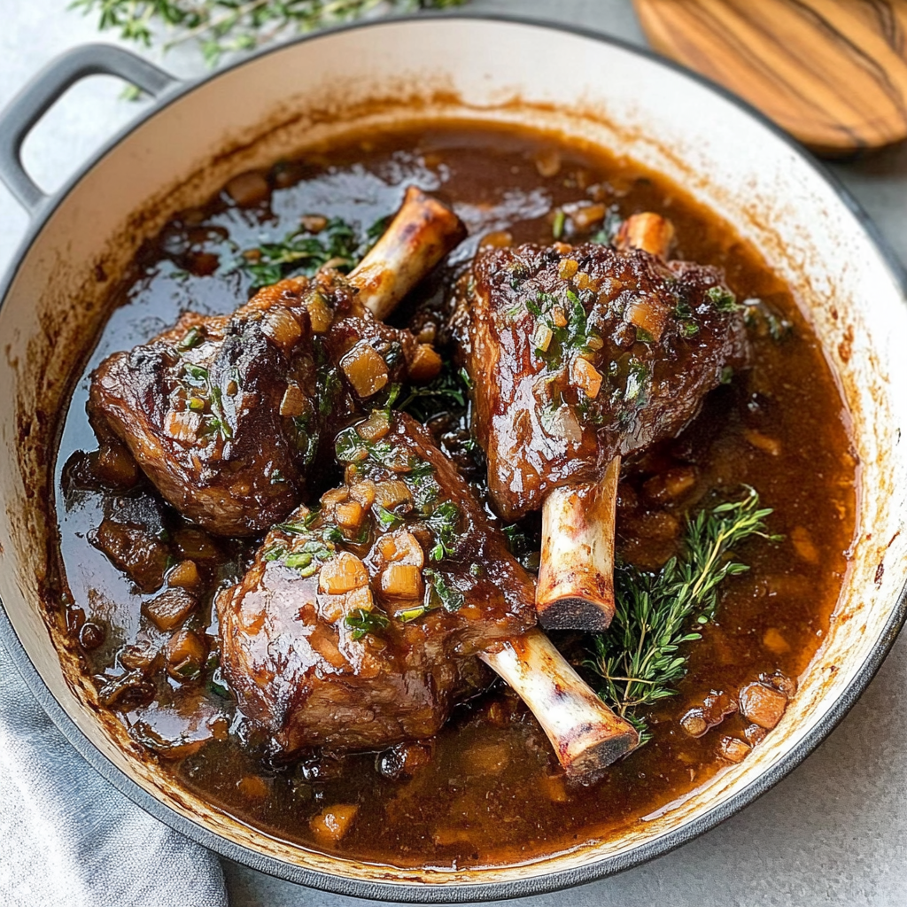 Recipe preparation for Slow-Cooked Lamb Shanks