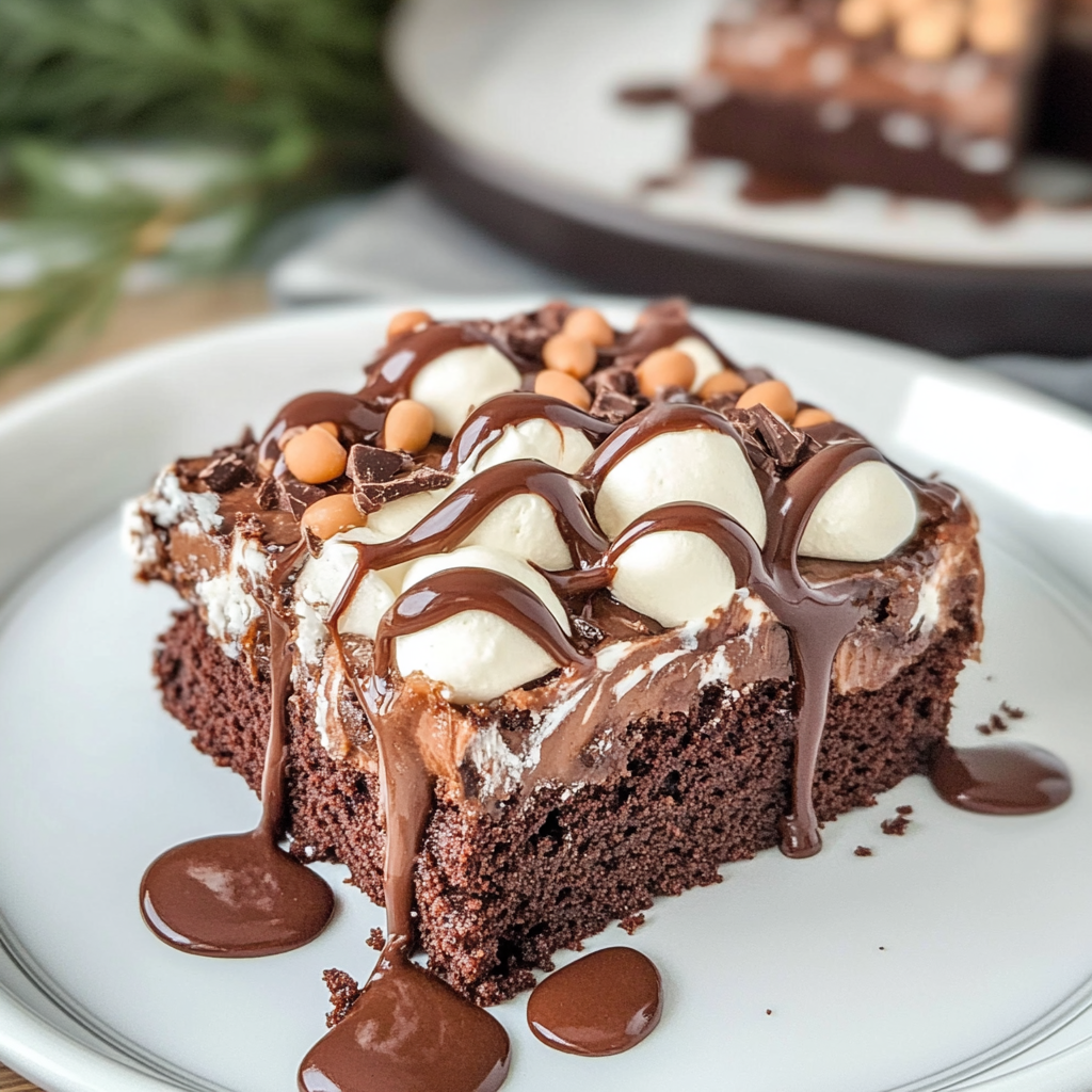 Recipe preparation for Hot Cocoa Chocolate Dump Cake