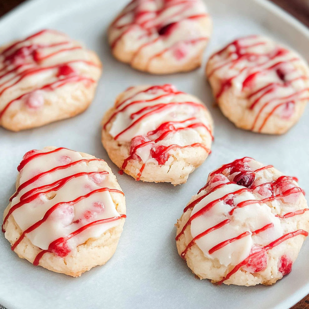 Recipe preparation for Soft cream cheese cherry almond cookies