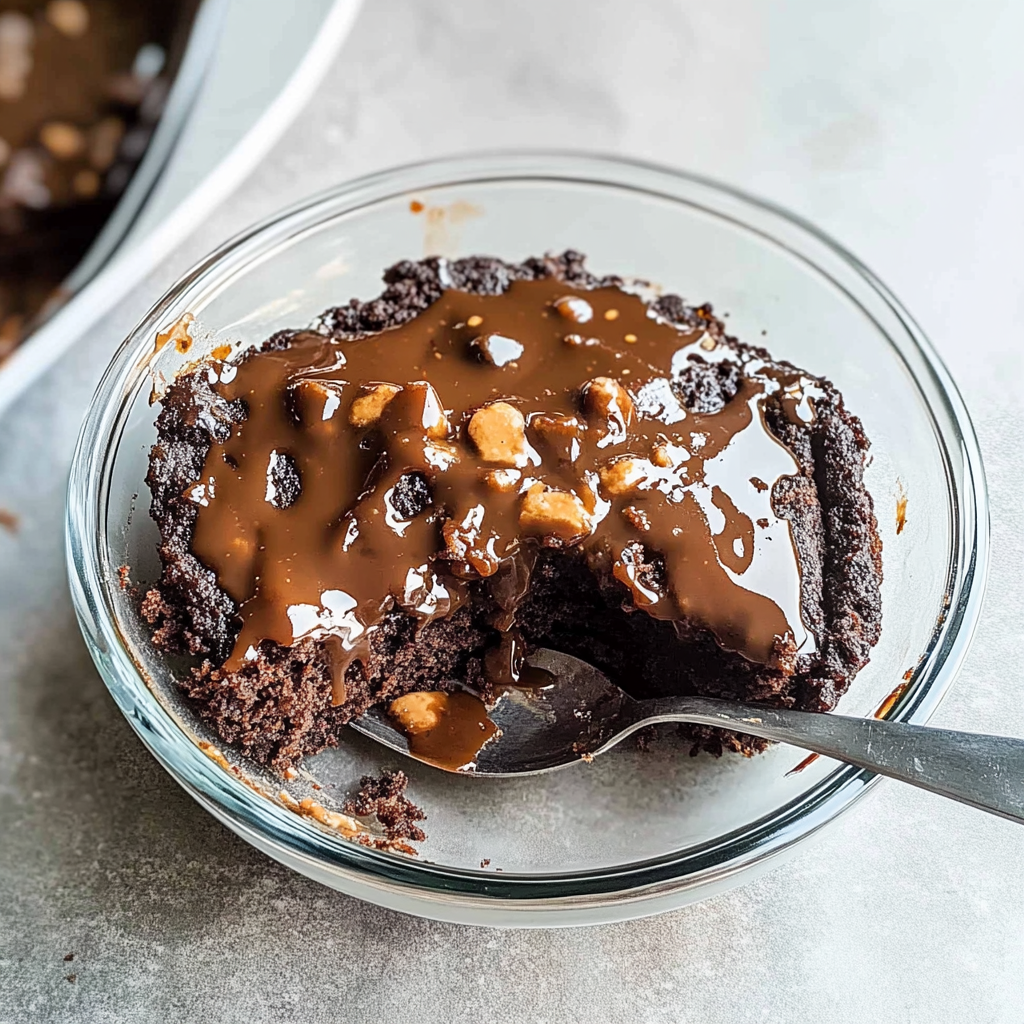 Recipe preparation for Chocolate Caramel Dump Cake