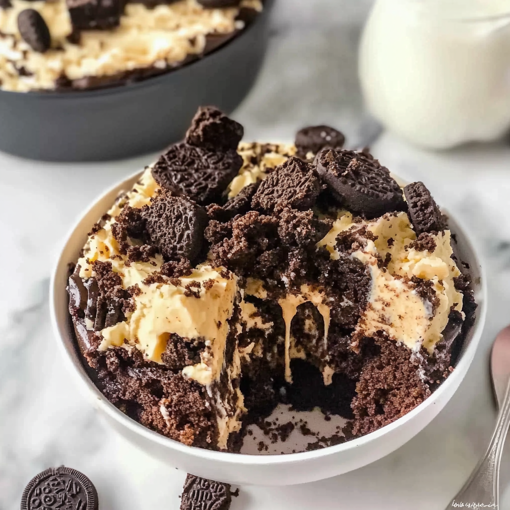 Recipe preparation for Oreo Dump Cake Recipe