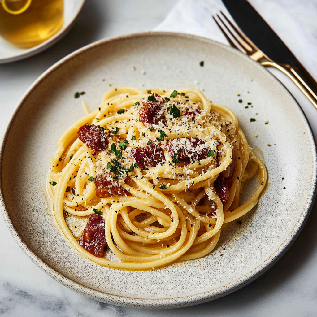Recipe preparation for Spaghetti Carbonara