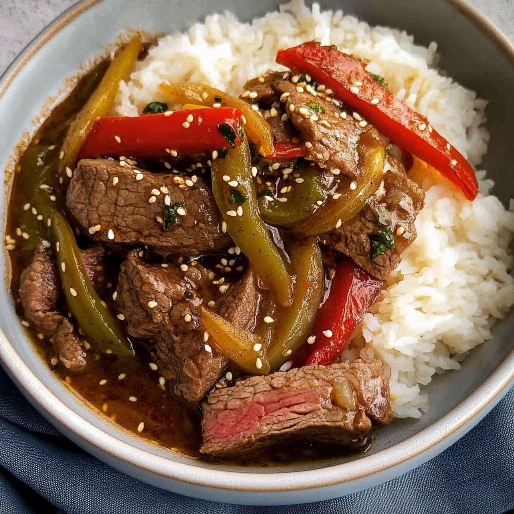Recipe preparation for slow cooker pepper steak