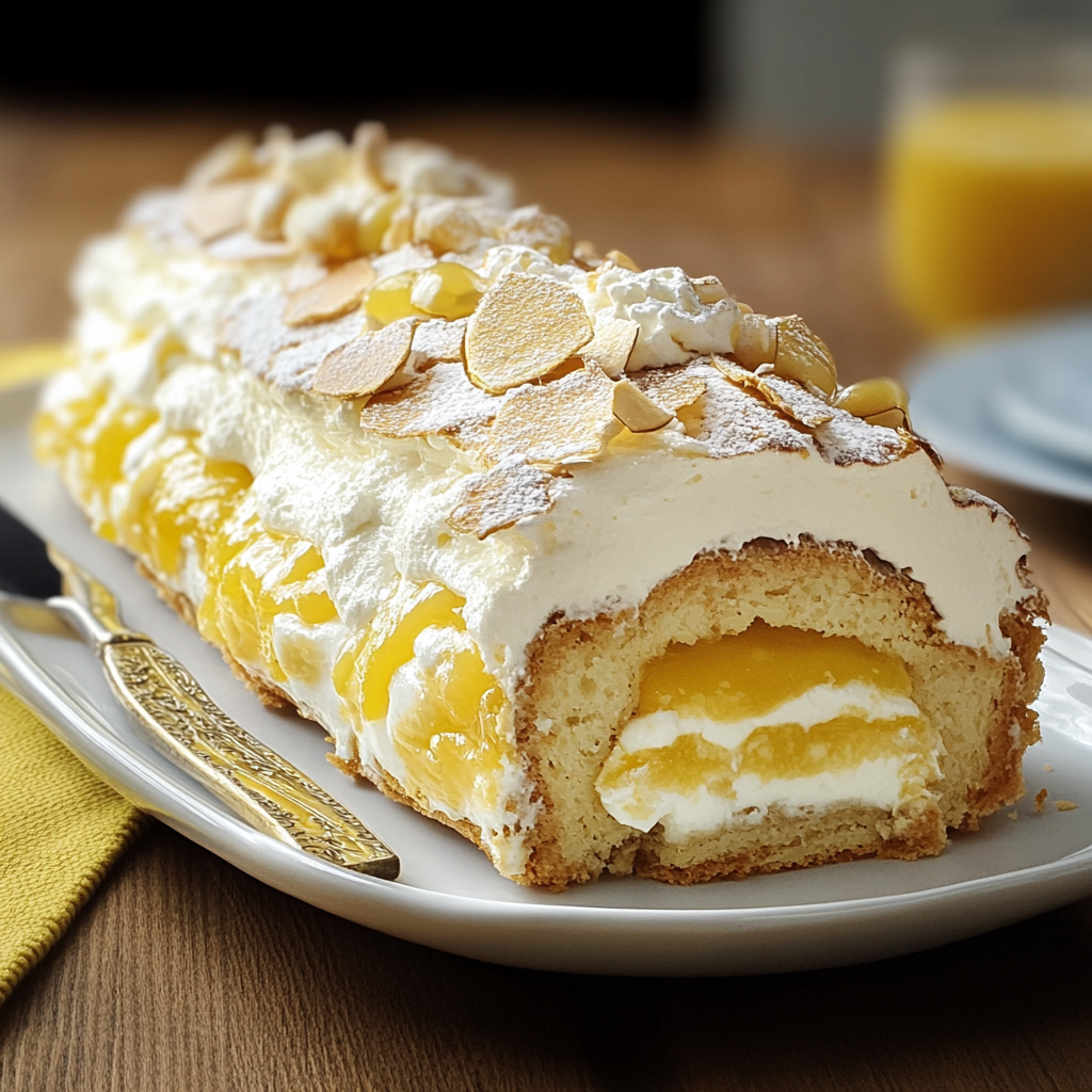 Recipe preparation for Lemon Meringue Roulade