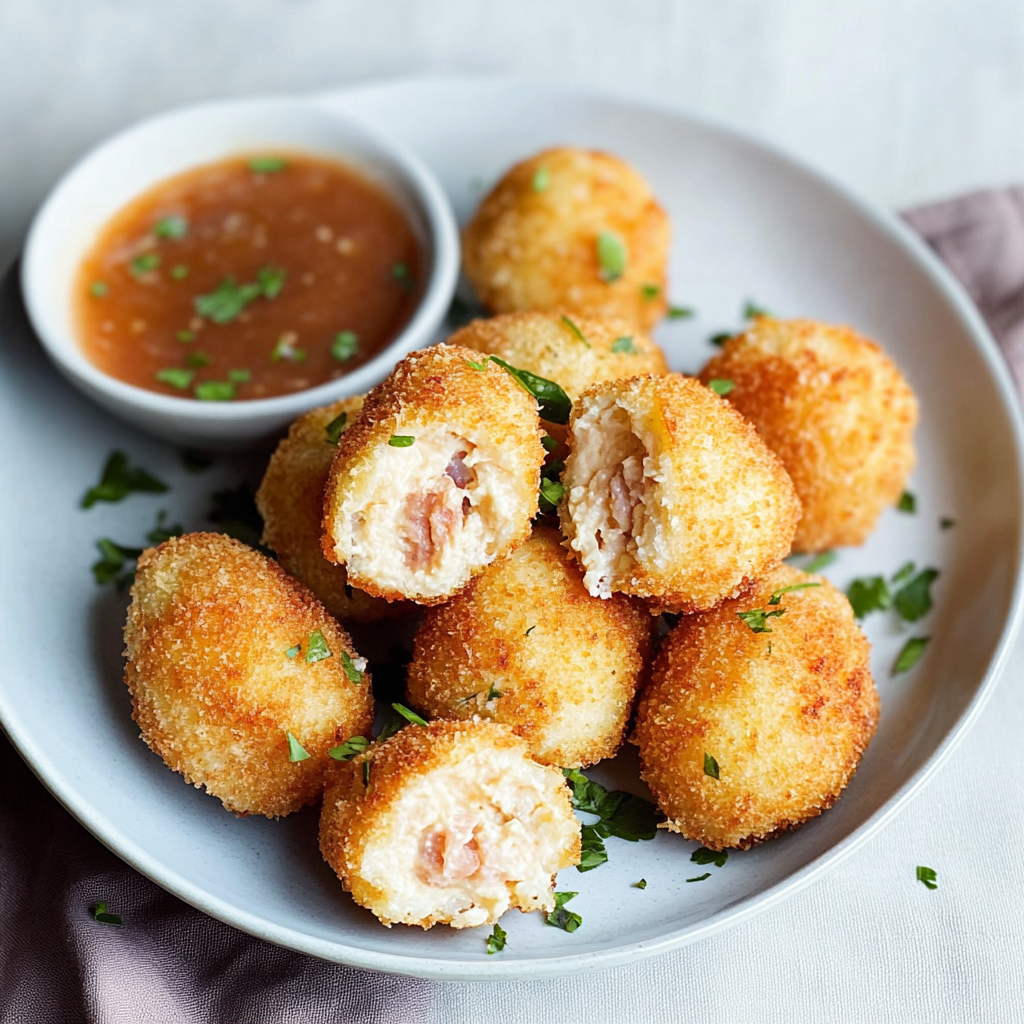 Recipe preparation for Chicken Cordon Bleu Bites