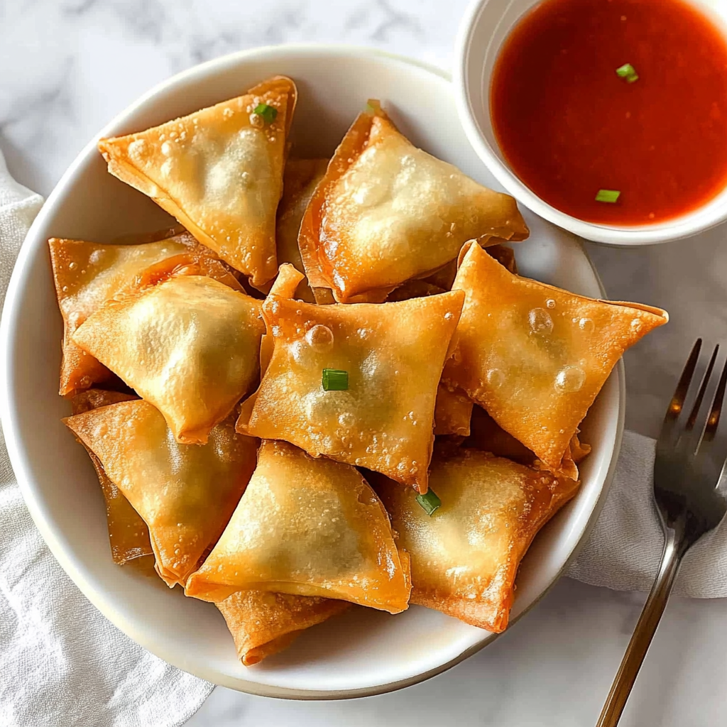 Recipe preparation for Cream Cheese Wontons