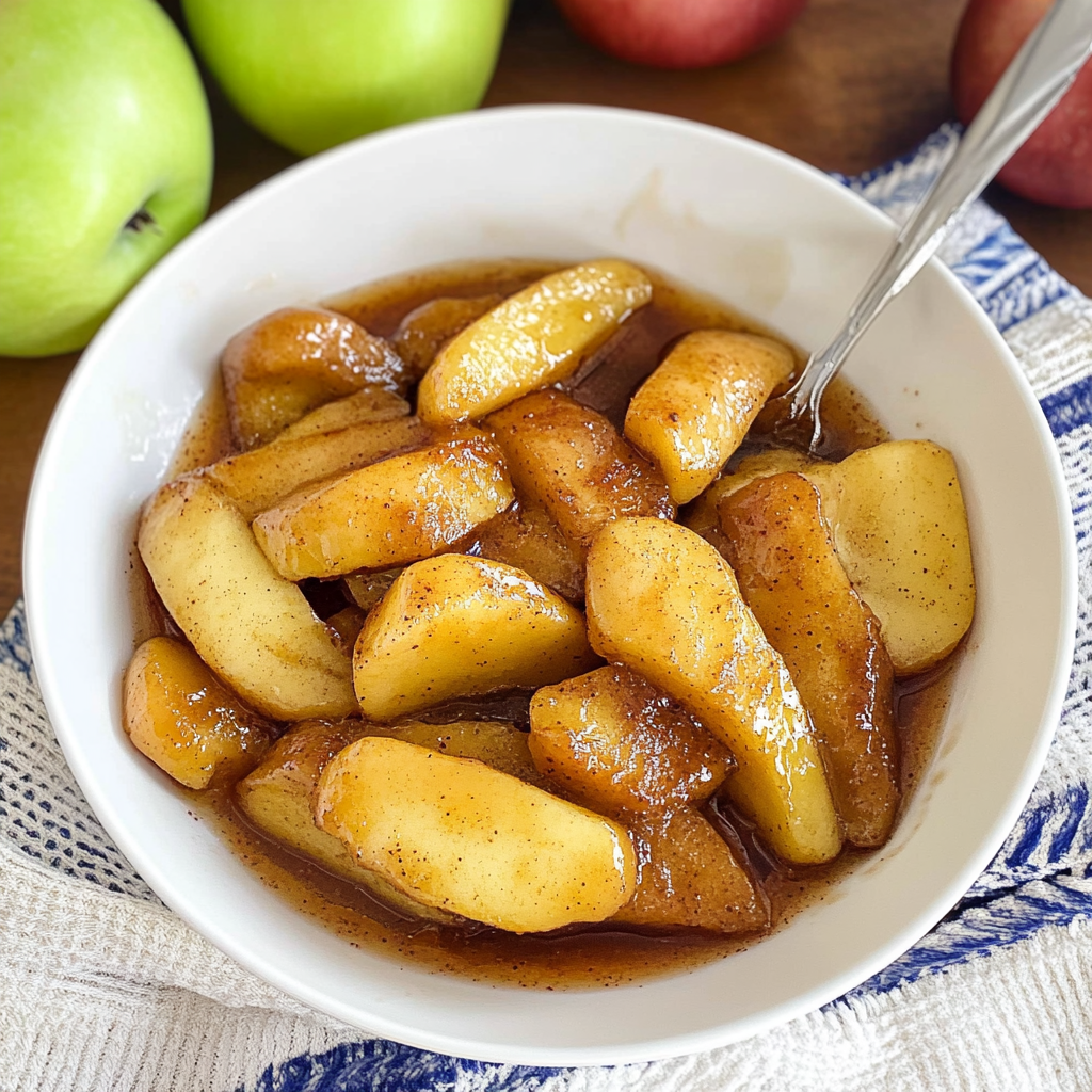 Recipe preparation for cinnamon fried apples