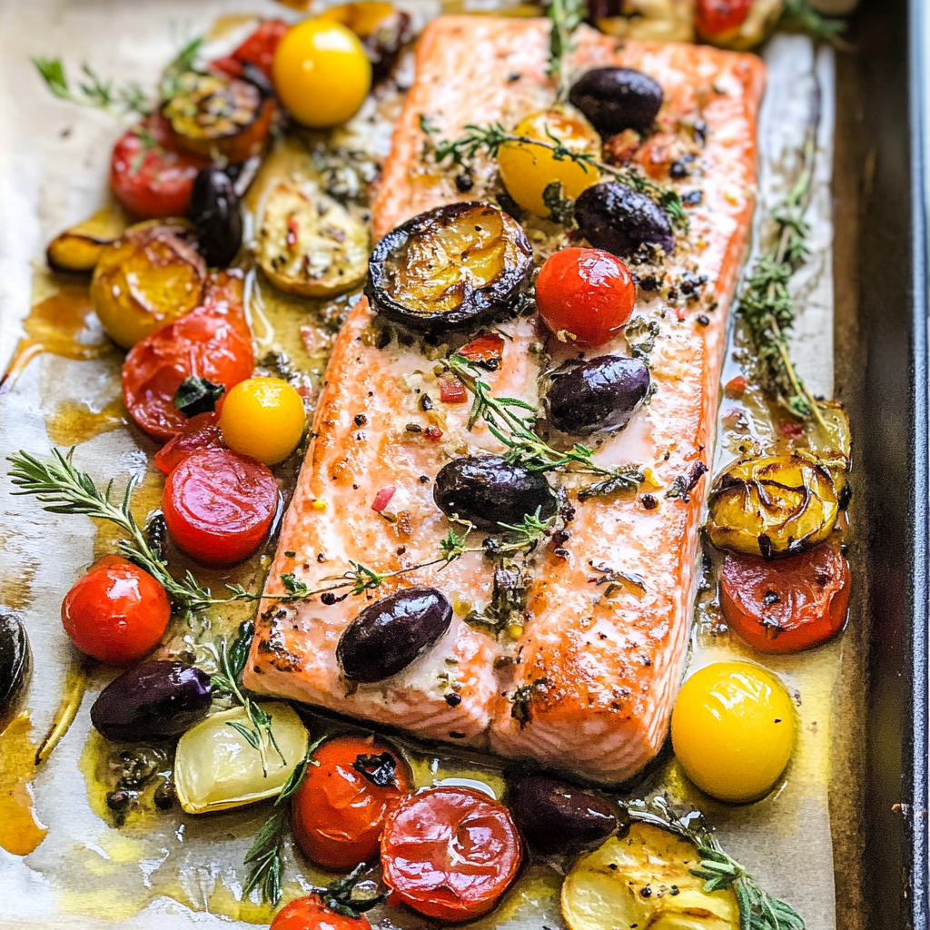 Recipe preparation for Mediterranean salmon