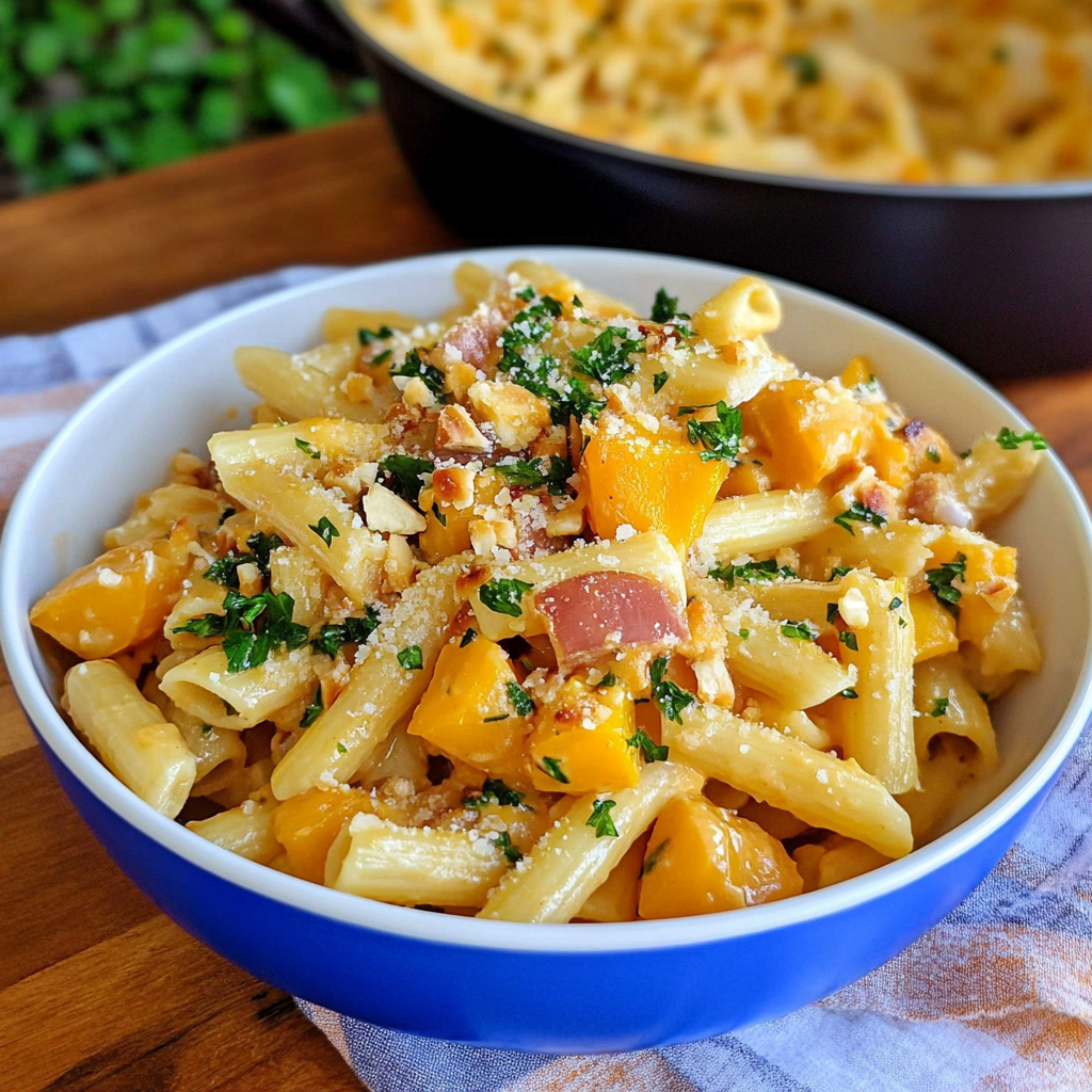 Recipe preparation for One-Pan Butternut Squash Penne