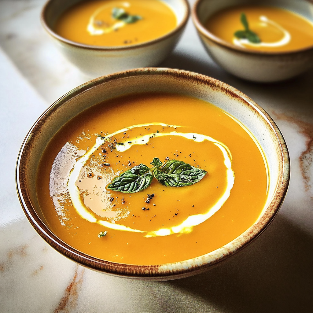 Recipe preparation for Easy Sweet Potato Turmeric Soup with Coconut Milk